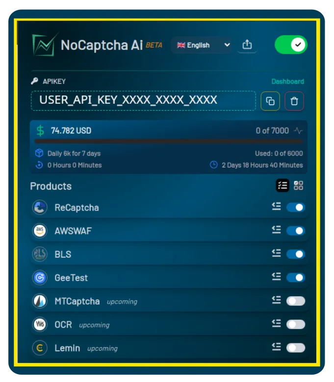 nocaptchaai browser extension screenshot